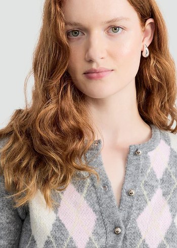 Gri V Yaka Oversize Hırka - Görsel 3