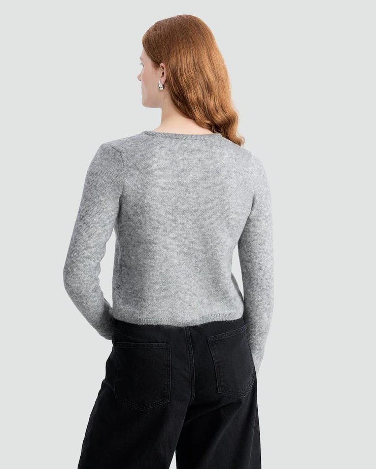 Gri V Yaka Oversize Hırka - Görsel 2