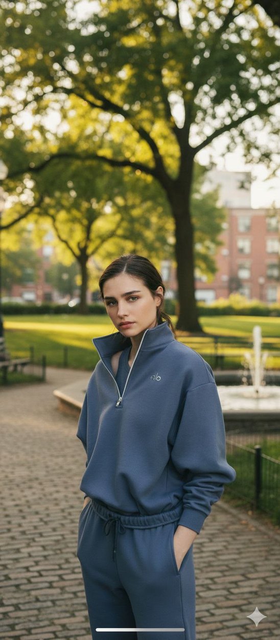 Gri Yarım Fermuarlı Kadın Sweatshirt Takım - Görsel 3