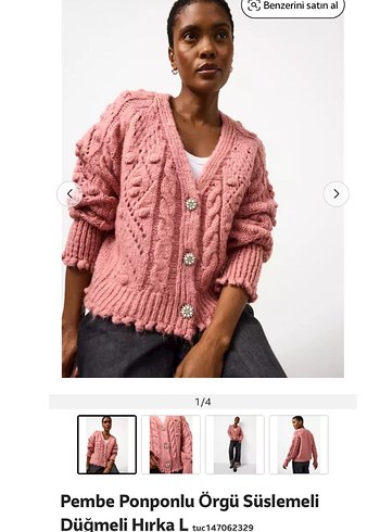 pembe ponponlu örgü süslemeli hırka - Görsel 3