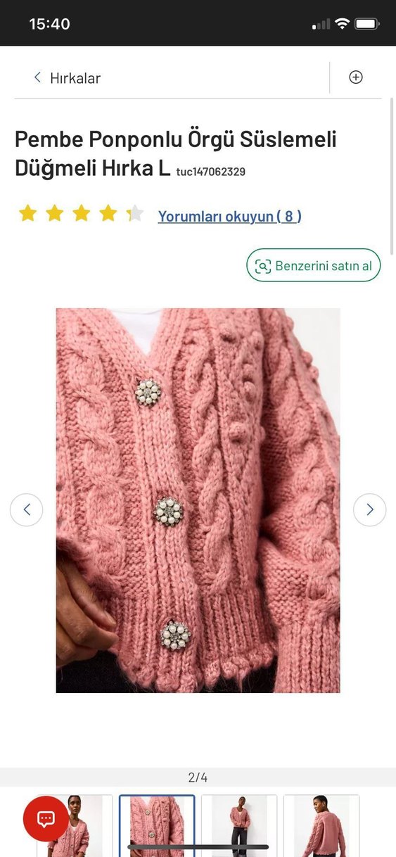 pembe ponponlu örgü süslemeli hırka - Görsel 2