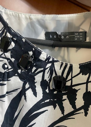 Koton siyah-Beyaz şık Düğmeli elbise - Görsel 2