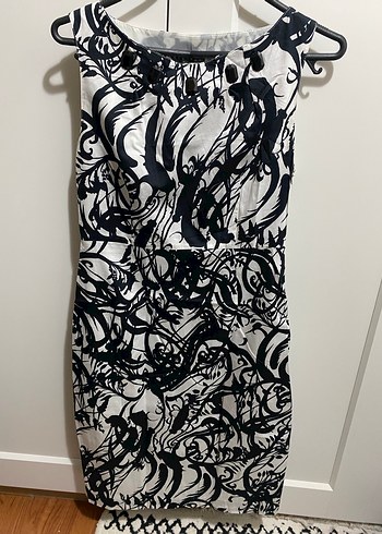 Koton siyah-Beyaz şık Düğmeli elbise - Görsel 3