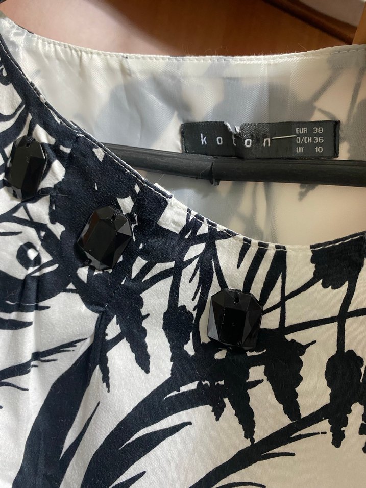 Koton siyah-Beyaz şık Düğmeli elbise - Görsel 2