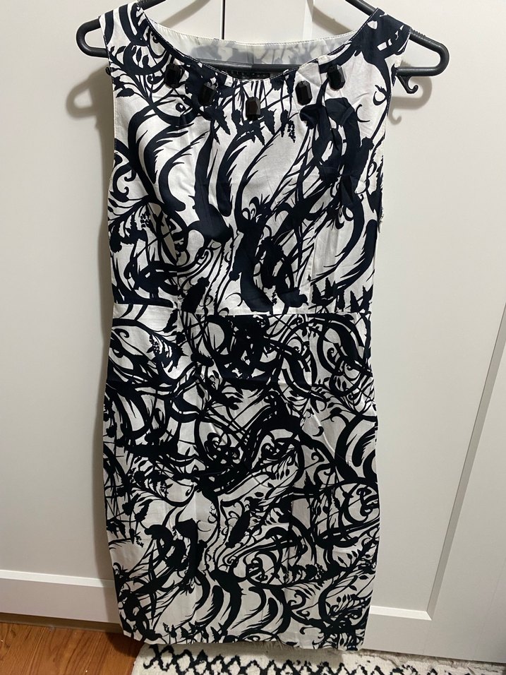 Koton siyah-Beyaz şık Düğmeli elbise - Görsel 3