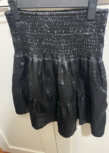 Adil Işık Parlak Siyah Fırfırlı Midi Etek - Görsel 2