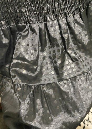 Adil Işık Parlak Siyah Fırfırlı Midi Etek - Görsel 4