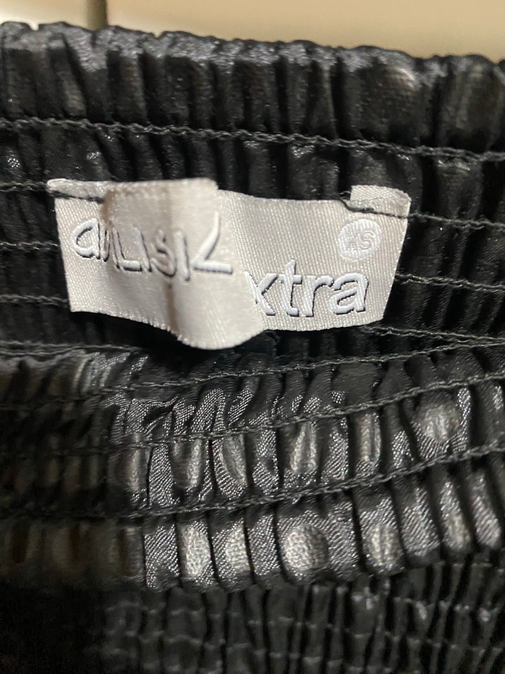 Adil Işık Parlak Siyah Fırfırlı Midi Etek - Görsel 3