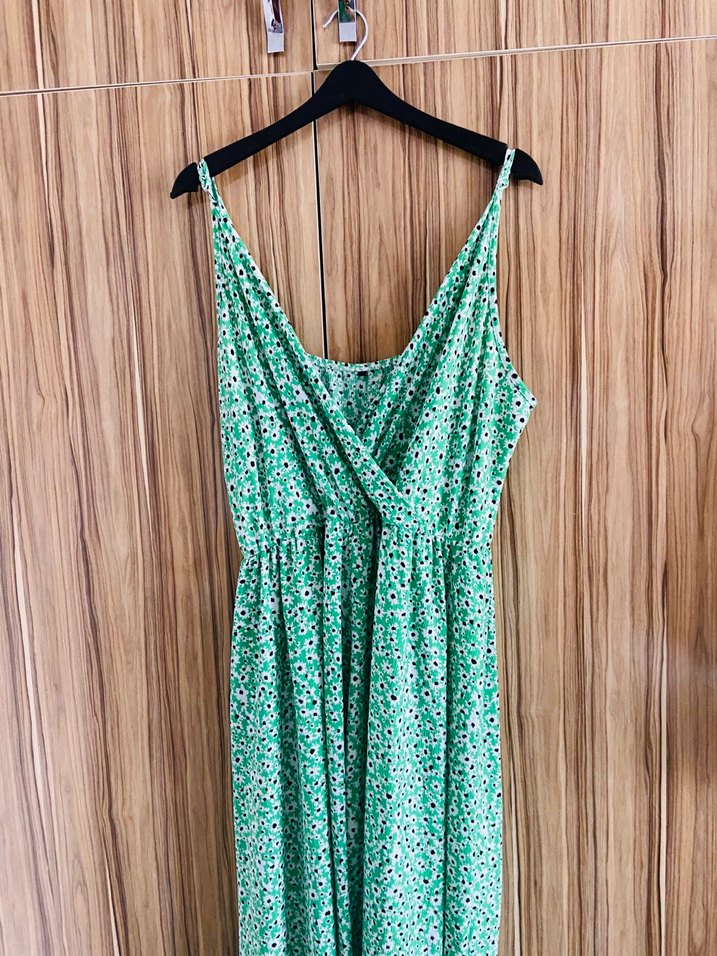 Yeşil Desenli Uzun Bohem Elbise - Görsel 2