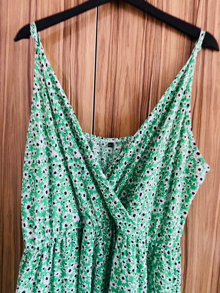 Yeşil Desenli Uzun Bohem Elbise - Görsel 4