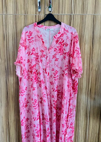 Pembe Desenli Bohem Uzun Elbise - Görsel 5