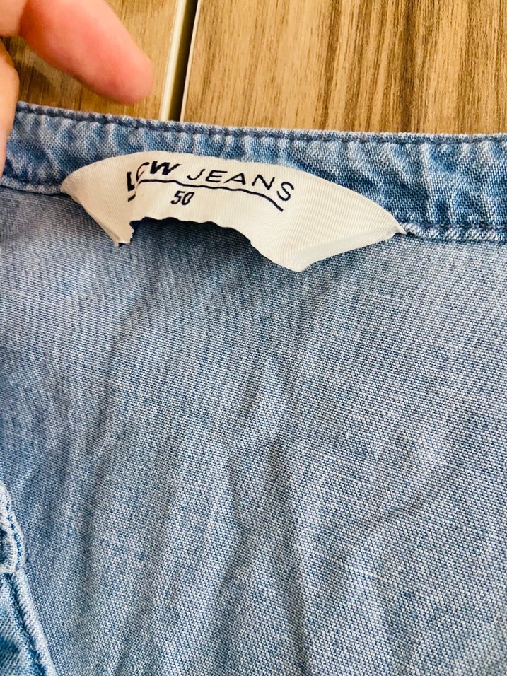 Bohem V Yaka Düğmeli Uzun Denim Elbise - Görsel 2