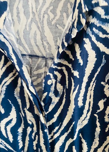 Mavi Zebra Desenli Bohem Kadın elbise - Görsel 3