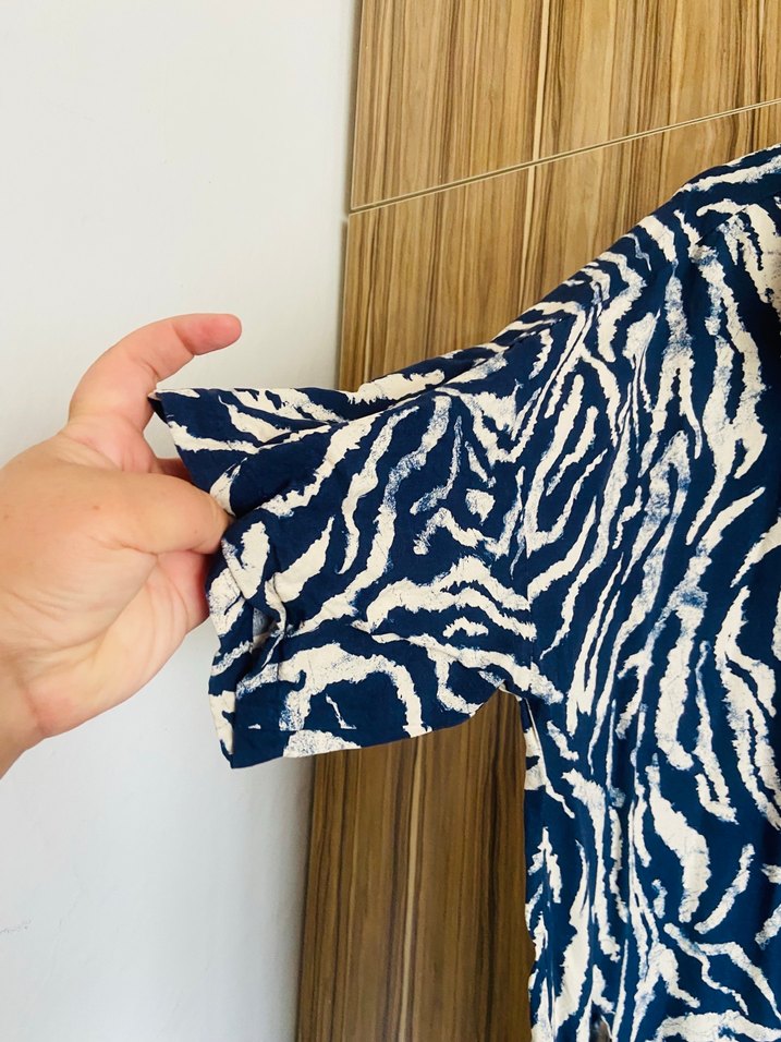 Mavi Zebra Desenli Bohem Kadın elbise - Görsel 2