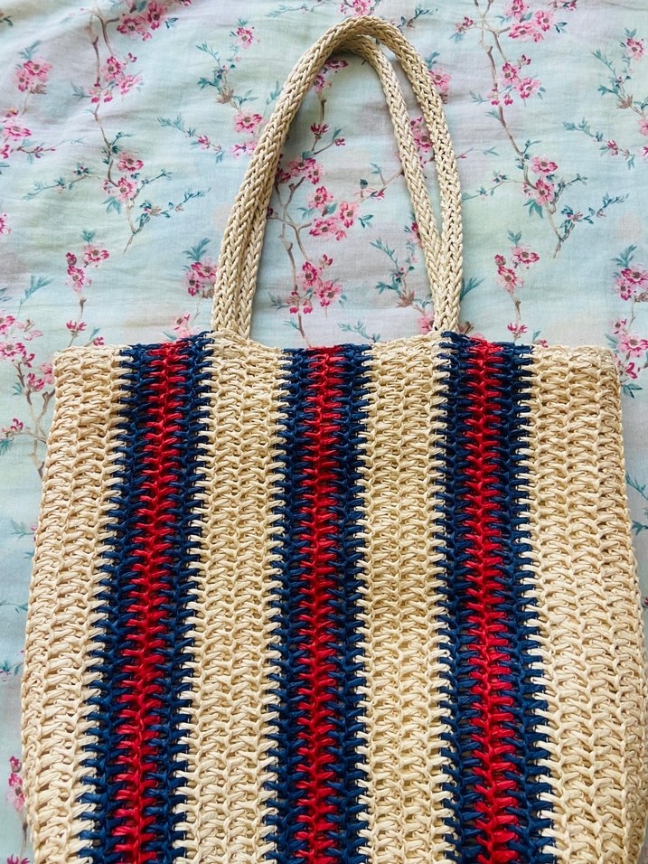 Çizgili Örgü Bohem Kadın Çantası - Görsel 2