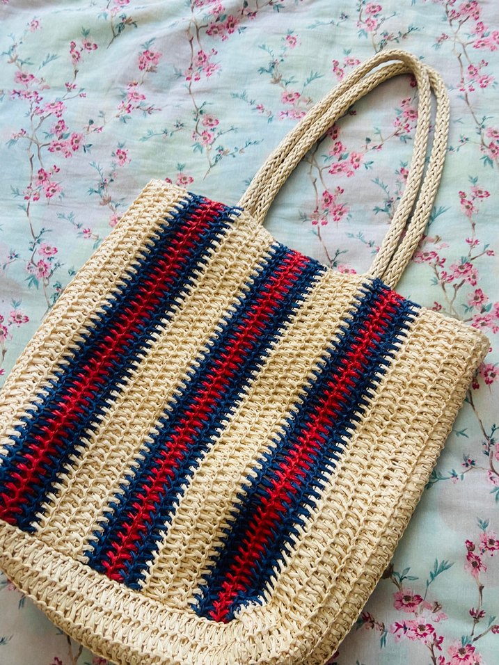 Çizgili Örgü Bohem Kadın Çantası - Görsel 5