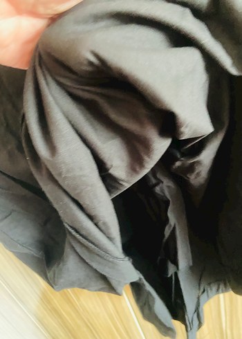 V Yaka Siyah Hamile Keten elbise - Görsel 3