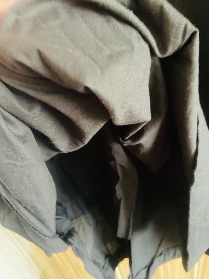 V Yaka Siyah Hamile Keten elbise - Görsel 2