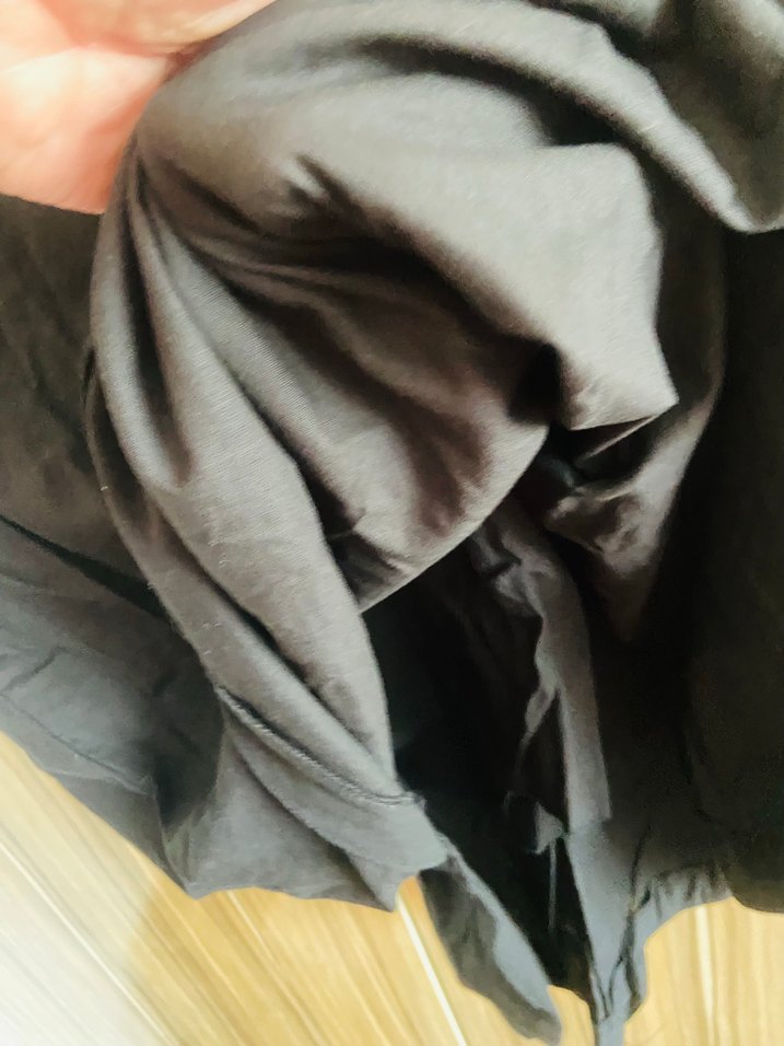 V Yaka Siyah Hamile Keten elbise - Görsel 3