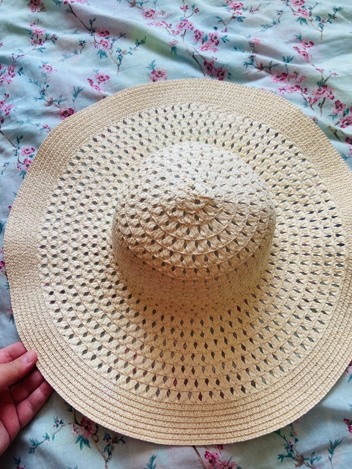 Bej Dantel Detaylı Kadın Hasır Şapka - Görsel 2