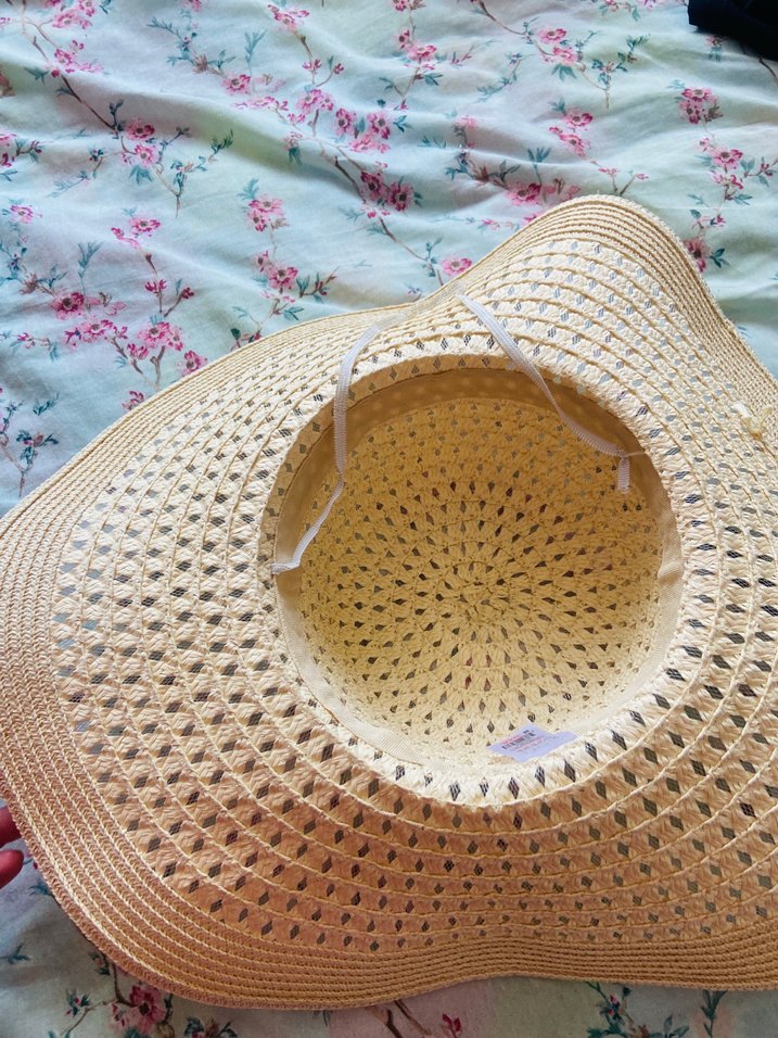 Bej Dantel Detaylı Kadın Hasır Şapka - Görsel 3