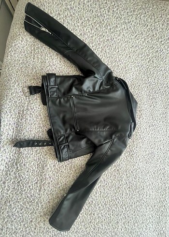 Siyah Deri Biker Ceket - Görsel 5