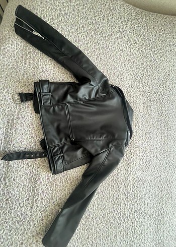 Siyah Deri Biker Ceket - Görsel 6