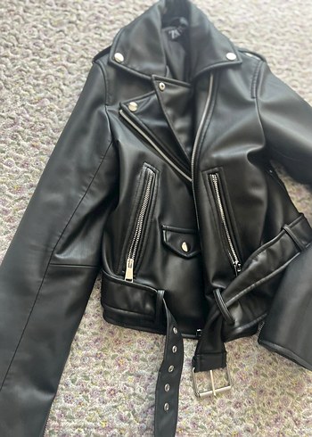 Siyah Deri Biker Ceket - Görsel 3