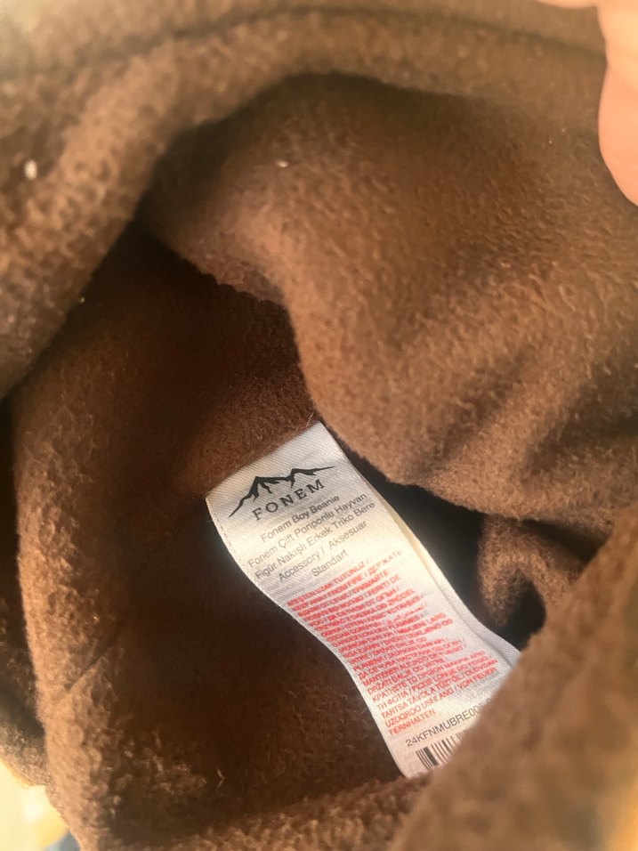 Kahverengi Nakışlı Erkek Çocuk Bere - Görsel 3