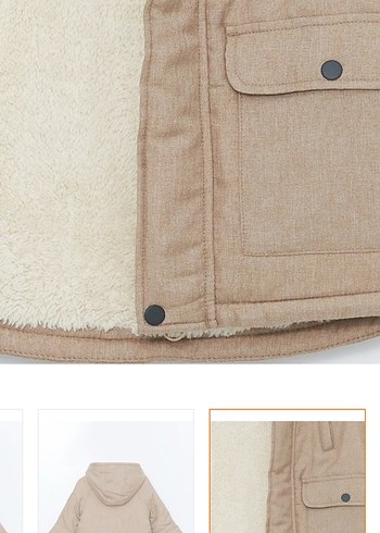 Bej Kapüşonlu Erkek Çocuk Mont - Görsel 3