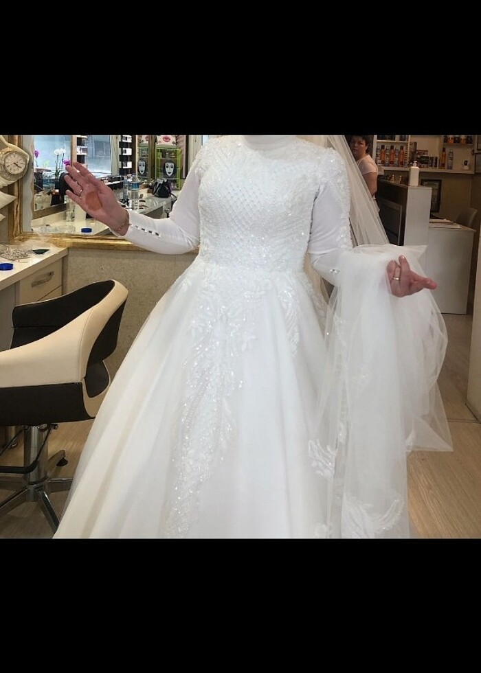 Özel tasarım tesettür gelinlik  - Görsel 3