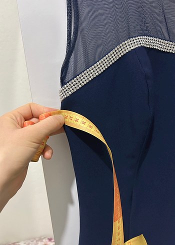 Lacivert Kemer Detaylı Kolsuz Mini Elbise - Görsel 4