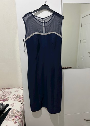 Lacivert Kemer Detaylı Kolsuz Mini Elbise - Görsel 2