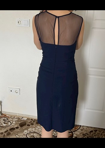 Lacivert Kemer Detaylı Kolsuz Mini Elbise - Görsel 7