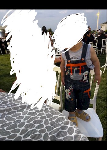 Renkli Nakışlı Erkek Çocuk Kot Tulum - Görsel 4