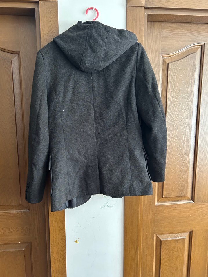 Siyah Erkek Düğmeli Midi kaban - Görsel 2