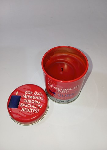 Tuborg sevgililer günü mumu.
Teneke kutu içinde 
Çok az kullanıl - Görsel 2