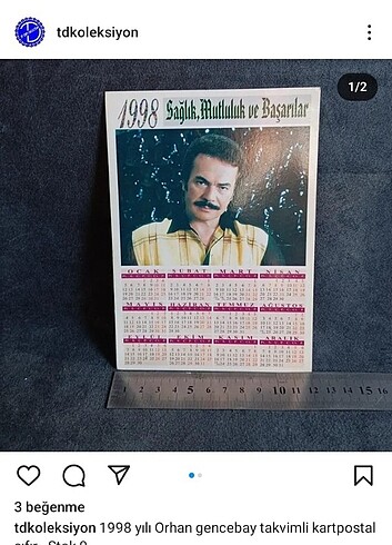 1998 Orhan Gencebay takvimli tebrik karti
