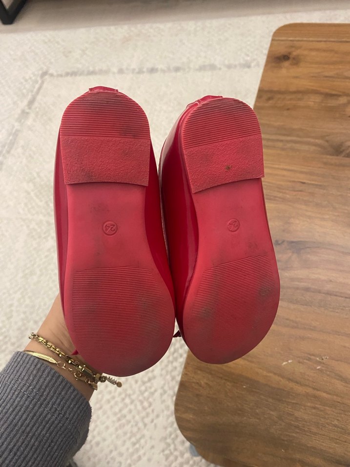 Kız Çocuk Kırmızı Fiyonklu Babet Ayakkabı - Görsel 2