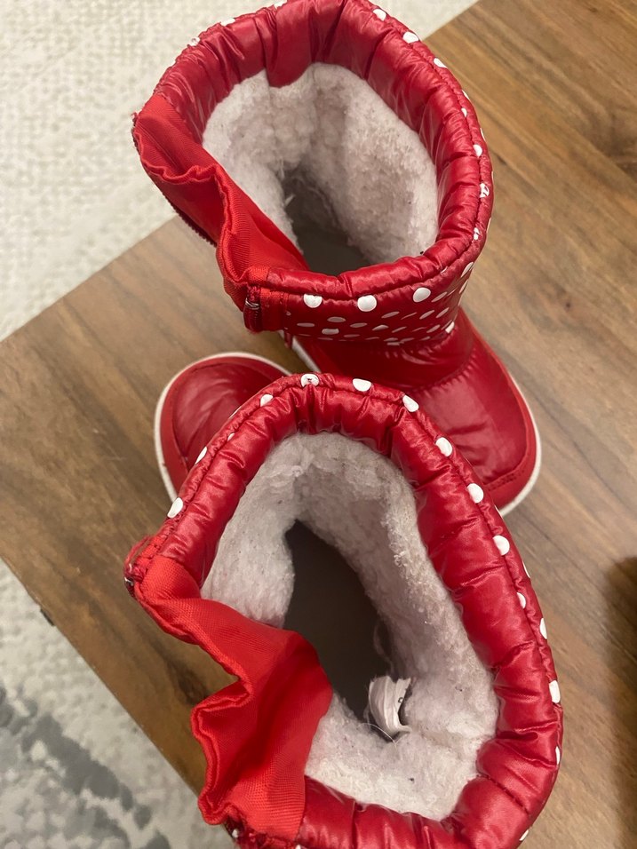 Kız Çocuk Kırmızı Puantiyeli Kürklü Bot - Görsel 5