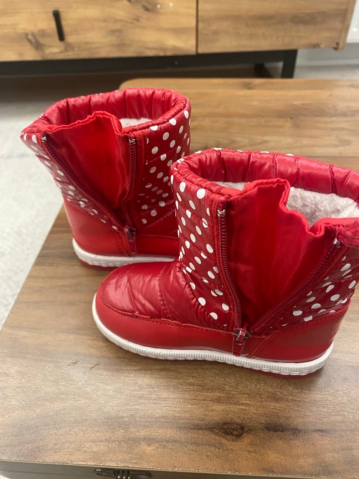Kız Çocuk Kırmızı Puantiyeli Kürklü Bot - Görsel 4