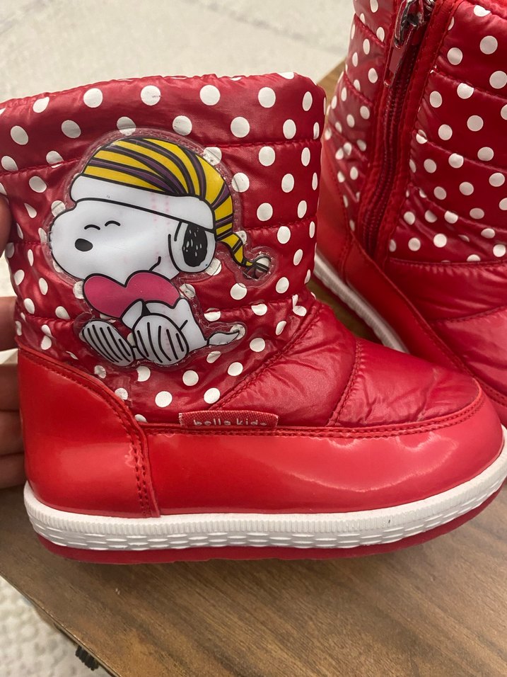 Kız Çocuk Kırmızı Puantiyeli Kürklü Bot - Görsel 2