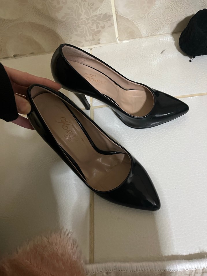 Siyah Rugan Yılan Desenli Stiletto - Görsel 2