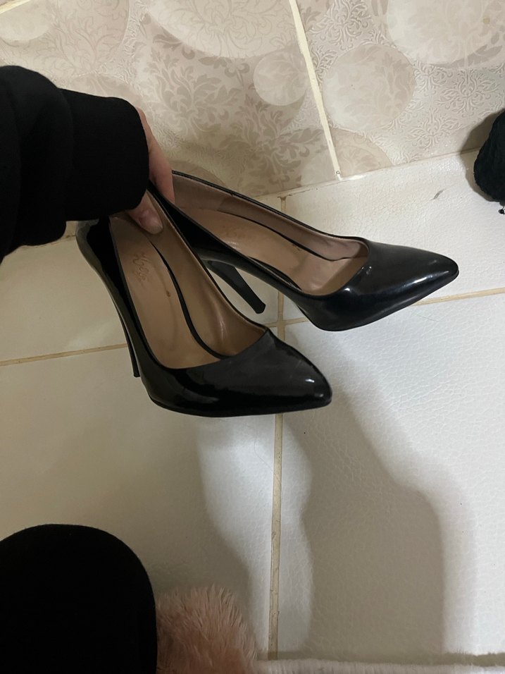 Siyah Rugan Yılan Desenli Stiletto - Görsel 4