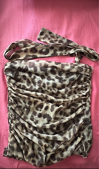Zara zara tül leopar bandeau bluz
