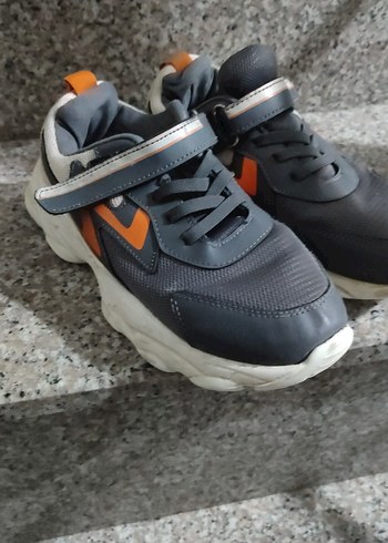 34 Beden gri Renk Gri Erkek Çocuk Spor Ayakkabı Velcro