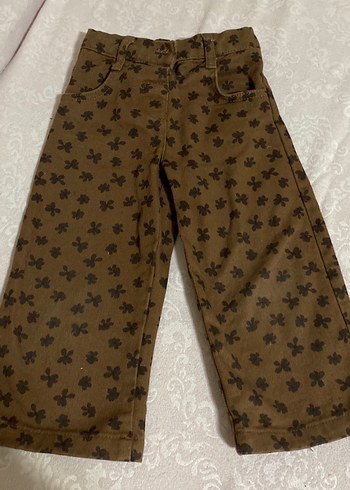 Kız çocuk  Kahverengi Geniş Kesim beli ayarlanabilir  Pantolon - Görsel 3