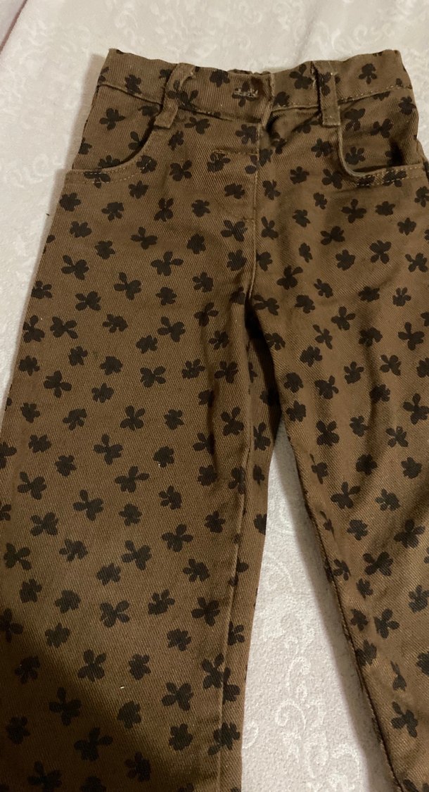 Kız çocuk  Kahverengi Geniş Kesim beli ayarlanabilir  Pantolon - Görsel 2