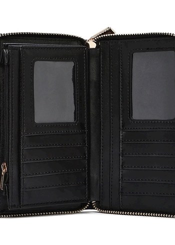 Siyah İşlemeli Deri Fermuarlı Kadın Cüzdanı - Görsel 3