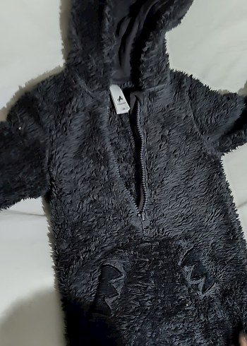 Koyu Gri Peluş Bebek Tulumu - Görsel 2